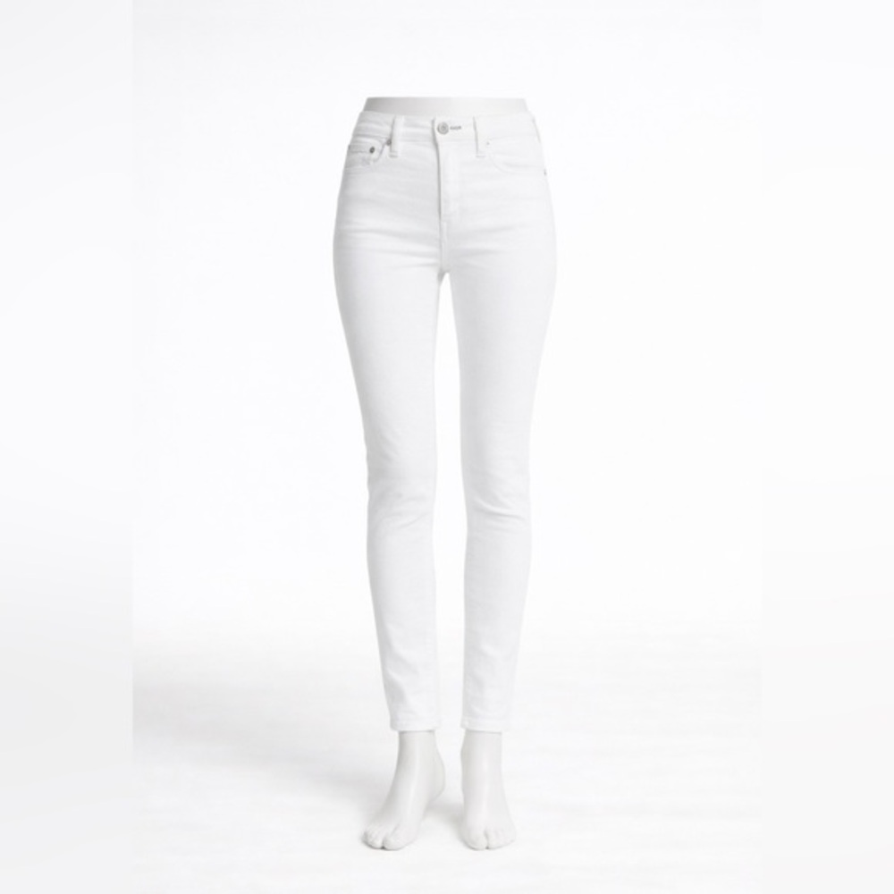 Rag & Bone Dre Slim Boyfriend Jeans White Stretch Denim Mid Rise Size 28